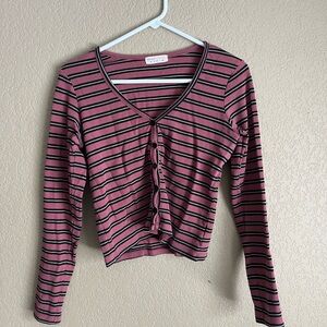 Natural by Known Supply Striped Long Sleeve Cardigan